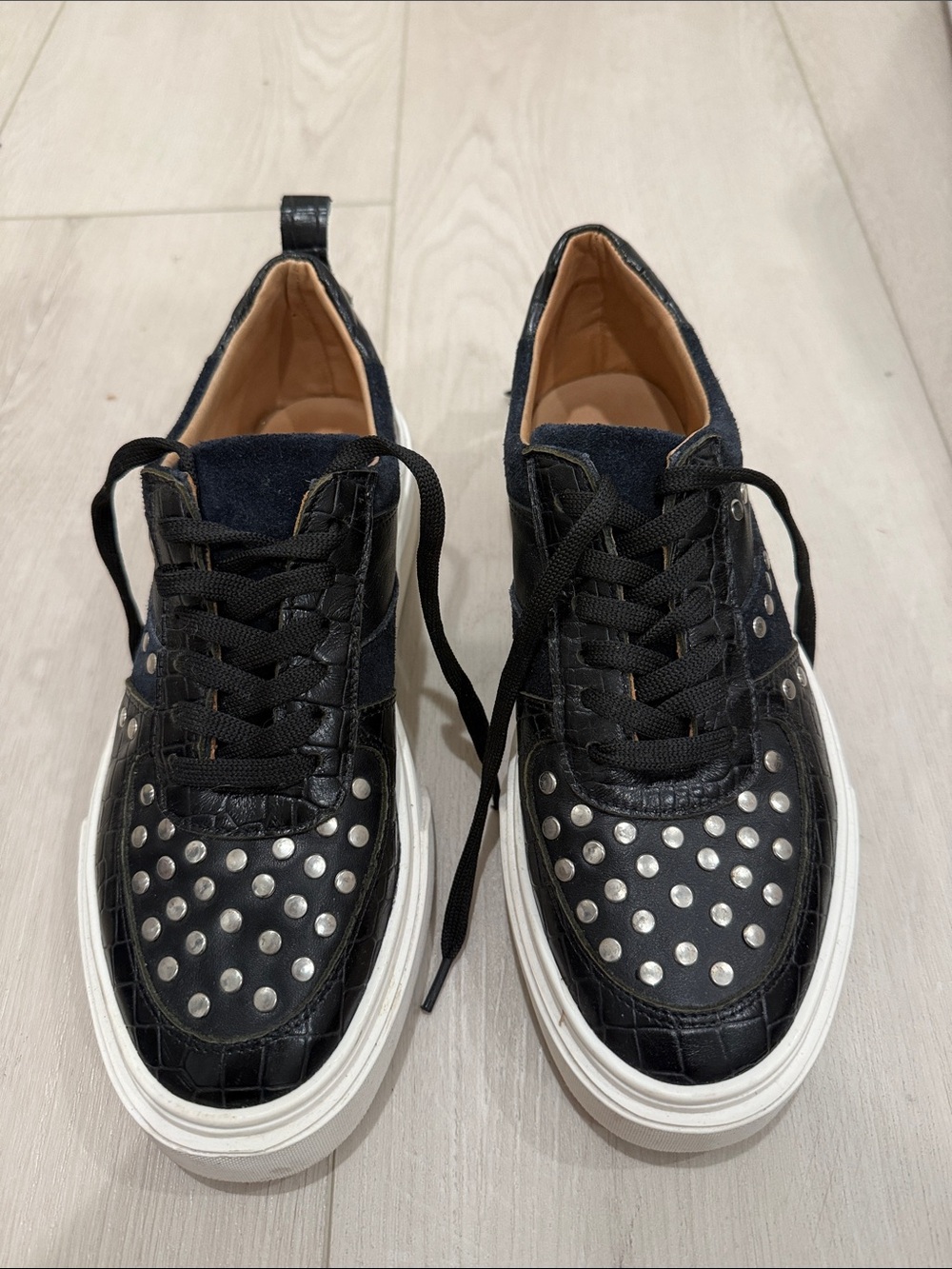 Maggie Rossetto Black Studded Casual Sneakers SZ 7.5